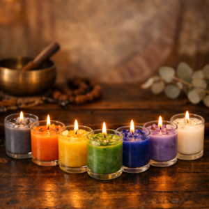 Complete 7-Chakra crystal healing candle set in premium gift box