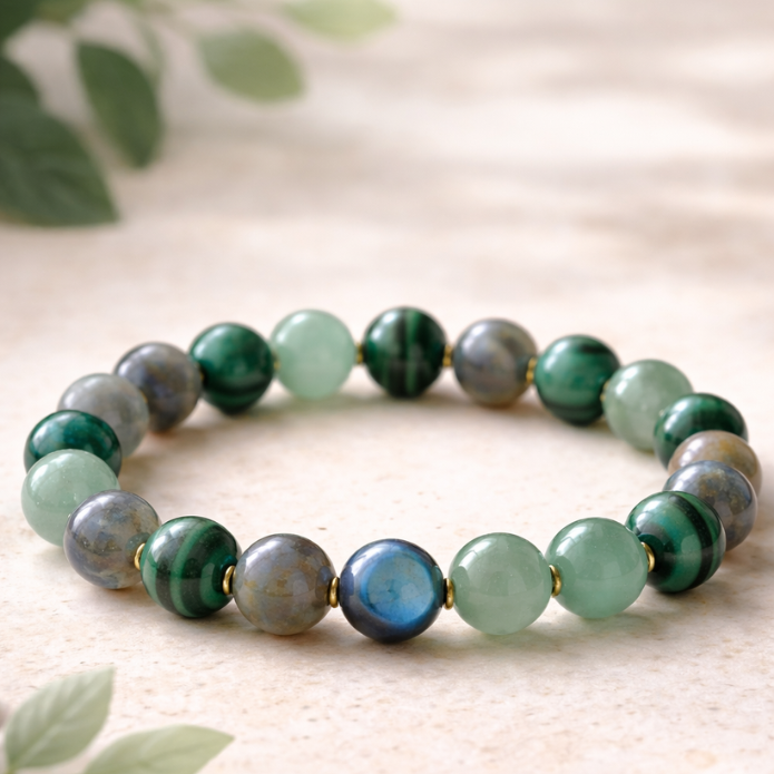 Success and wealth bracelet with Green Aventurine and Malachite