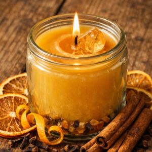 Golden Abundance Citrine Crystal Candle for Wealth Manifestation