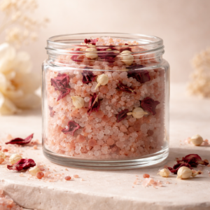 Sweet-Harmony-spiritual bath salt-glass-jar-with-jasmine-buds