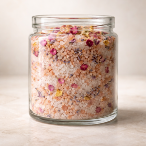 Universal-Align-healing bath salts-with-rose-petals-and-lavender